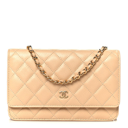 Chanel Caviar Quilted Wallet on Chain WOC Beige 1 of 12