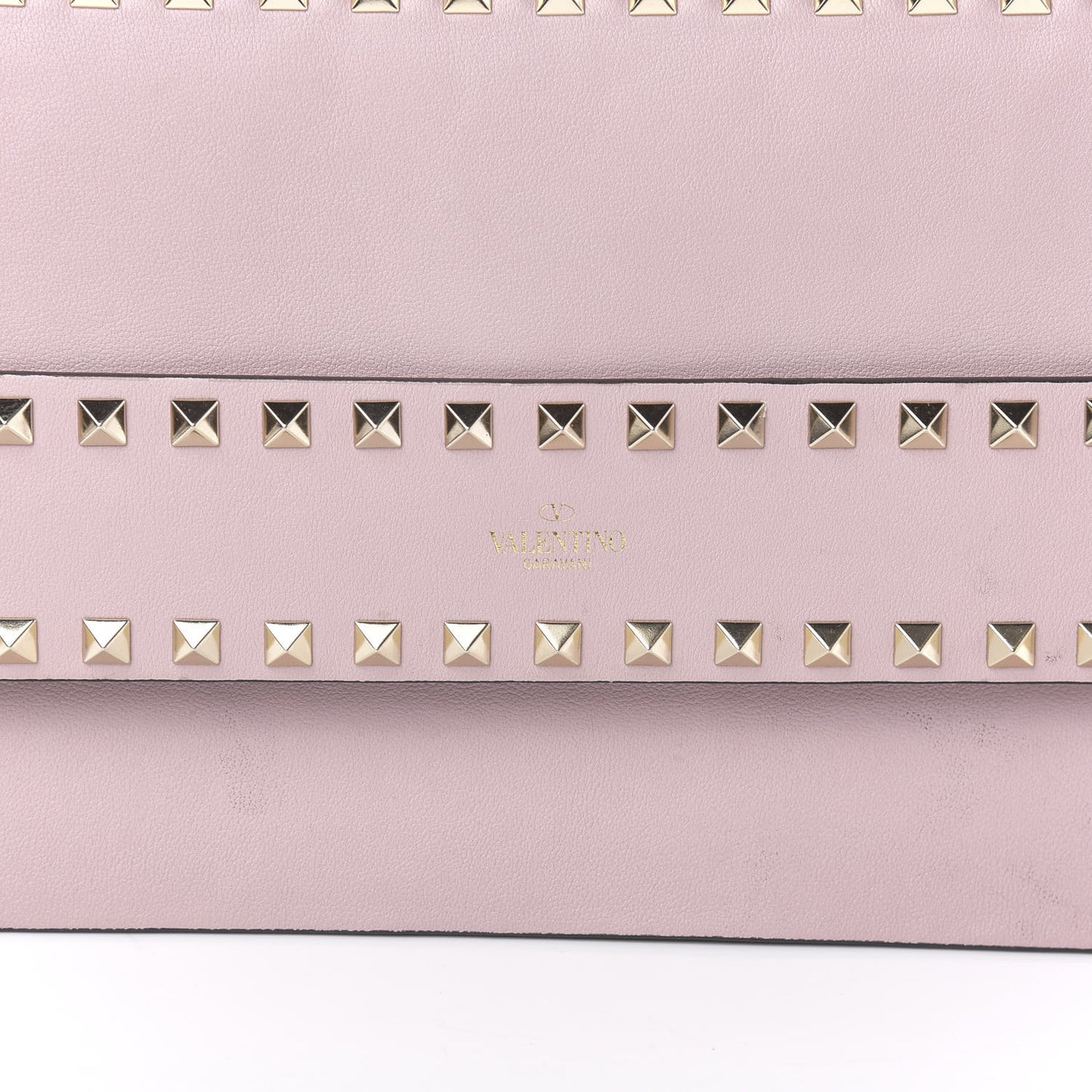 Calfskin Rockstud Side Slip Wristlet Clutch Water Rose