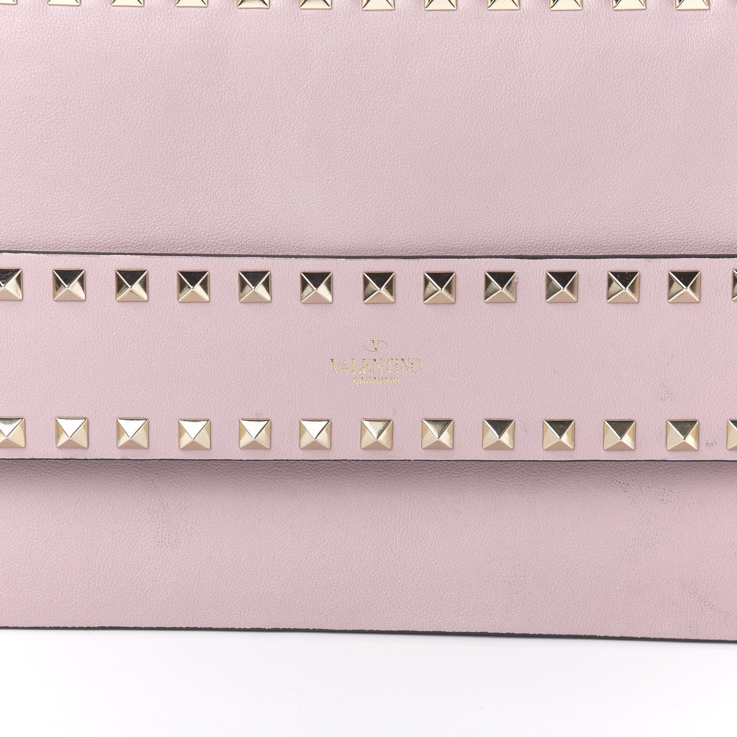 Valentino Garavani Calfskin Rockstud Side Slip Wristlet Clutch Water Rose 9 of 12