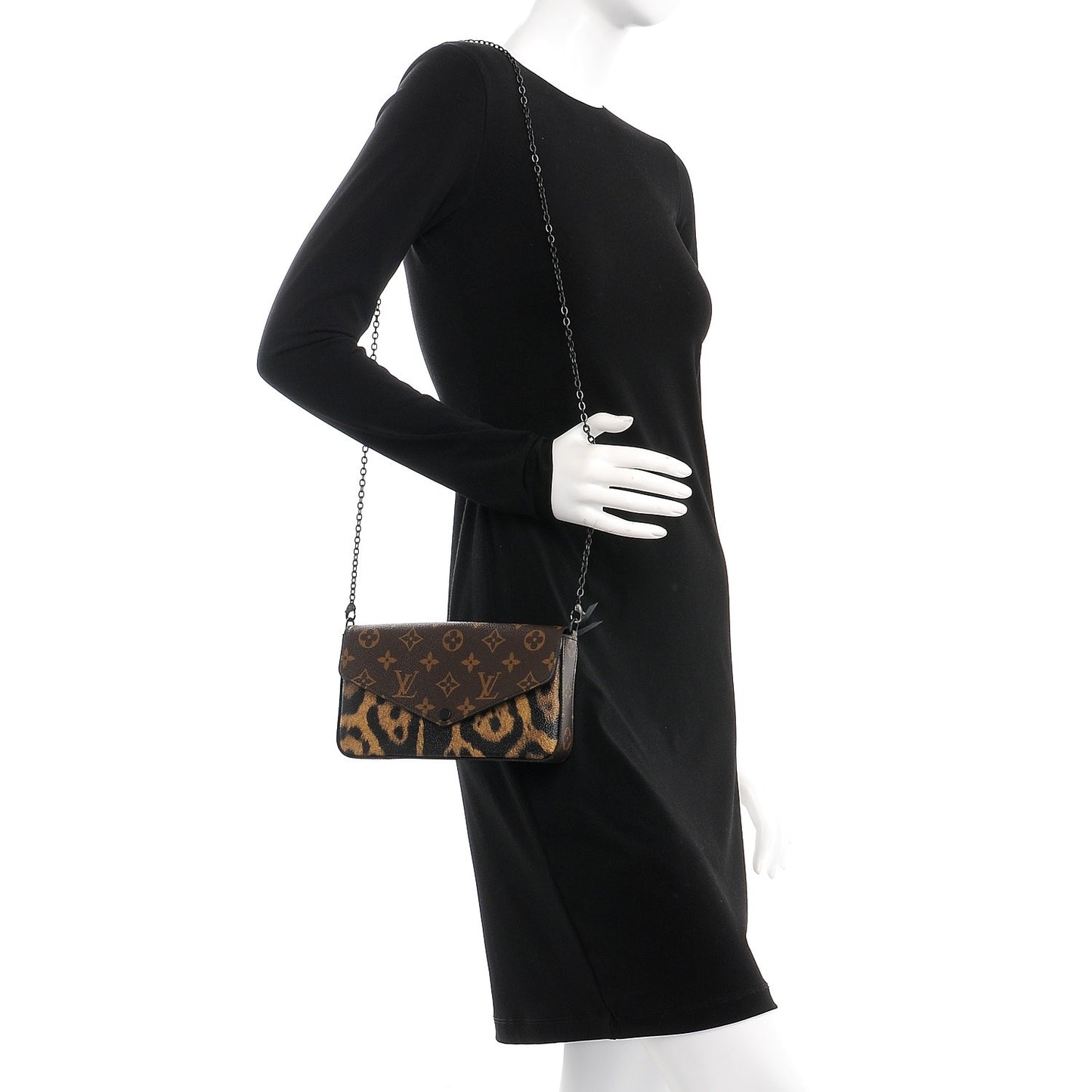 Monogram Animal Print Pochette Felicie Chain Wallet