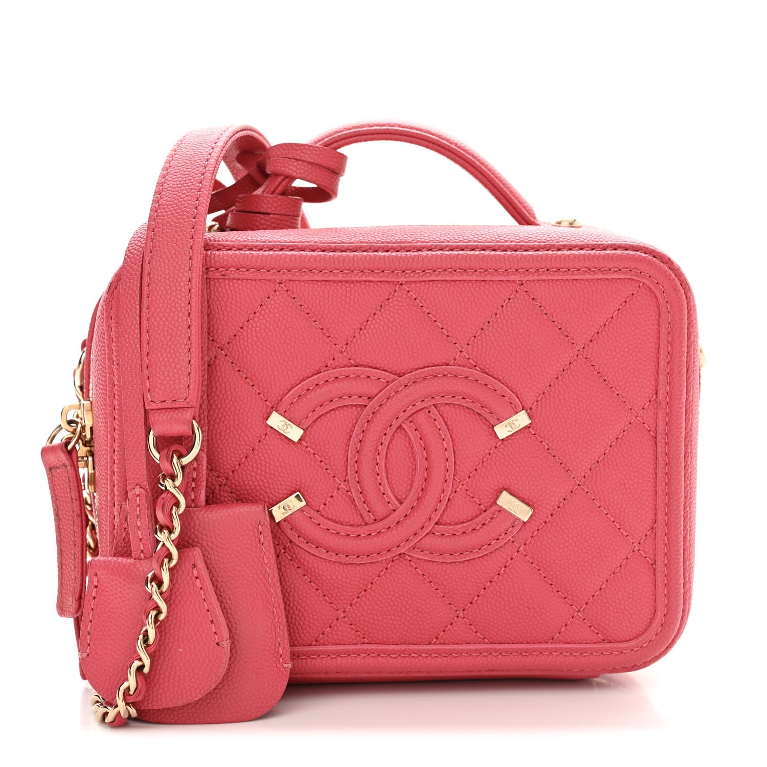 Chanel Caviar Quilted Small CC Filigree Vanity Case Pink 1 of 19