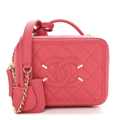 Chanel Caviar Quilted Small CC Filigree Vanity Case Pink 1 of 19