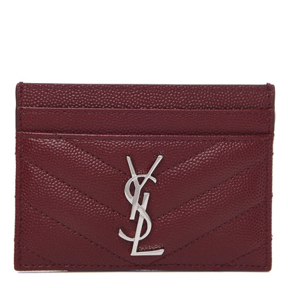 Saint Laurent Grain De Poudre Matelasse Chevron Monogram Credit Card Case Palissandre 1 of 8