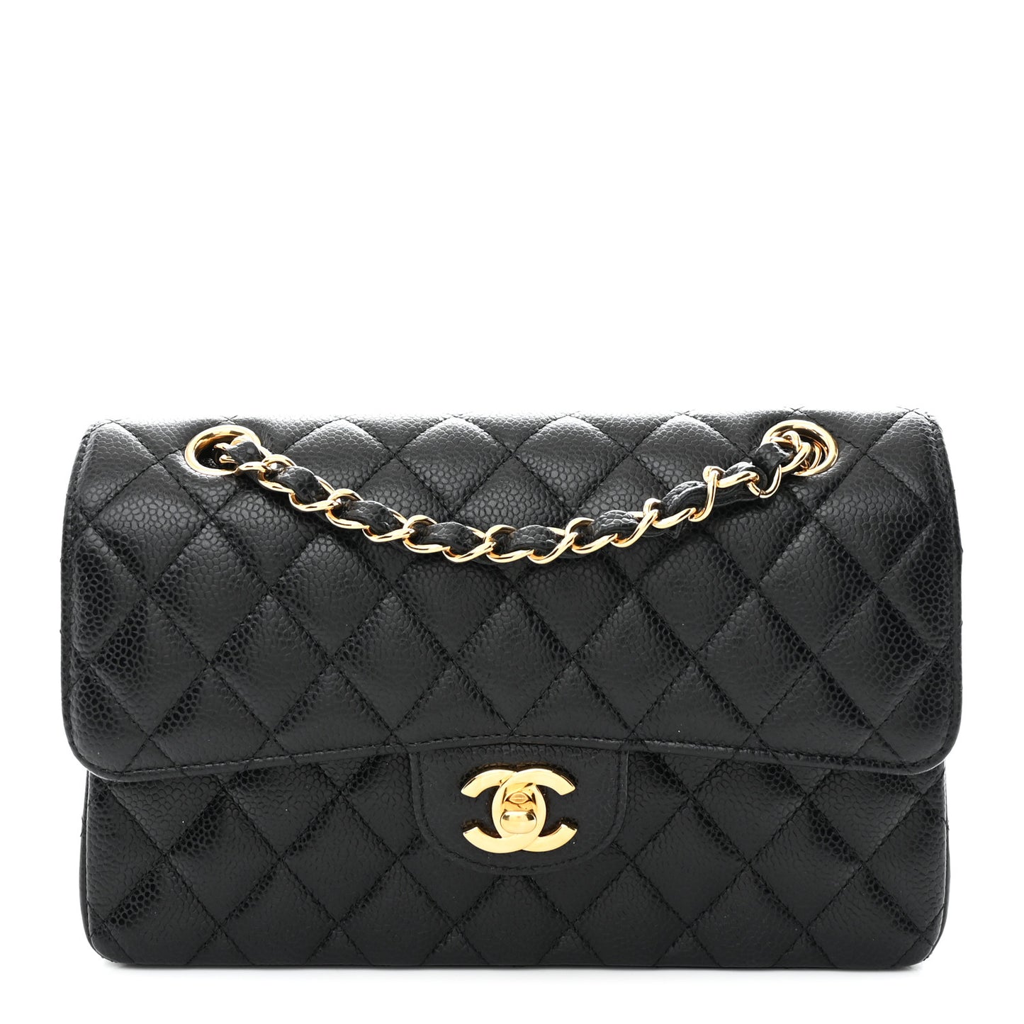 Caviar Quilted Small Double Flap Black