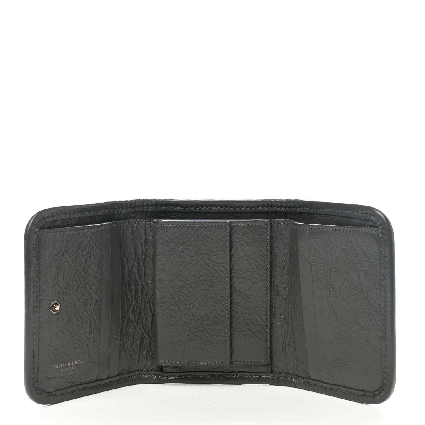 Crinkled Calfskin Matelasse Monogram Niki Compact Wallet Storm