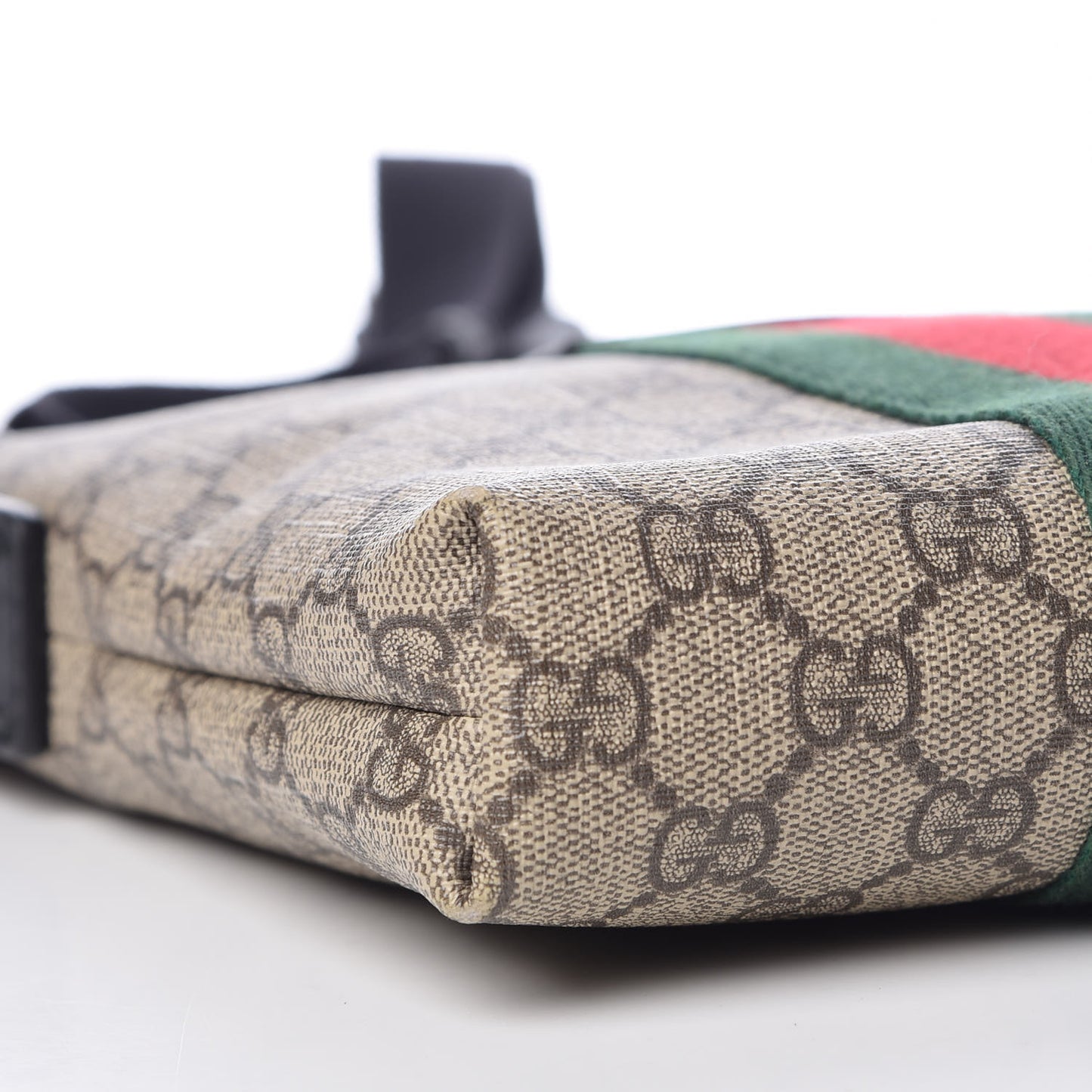 GG Supreme Monogram Web Messenger Bag Black