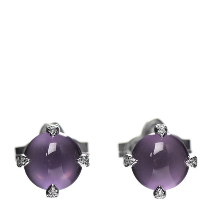 David Yurman Sterling Silver Diamond Amethyst Cabochon 8mm Chatelaine Stud Earrings 1 of 3