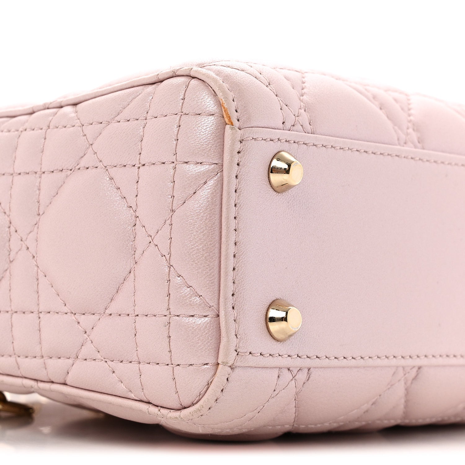 Christian Dior Metallic Lambskin Cannage Mini Lady Dior Lotus 9 of 13