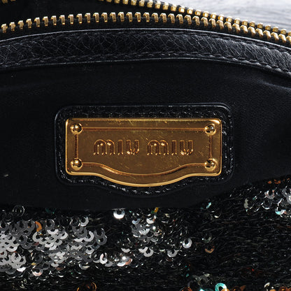 Miu Miu Oversized Sequined Clutch Black 8 of 9