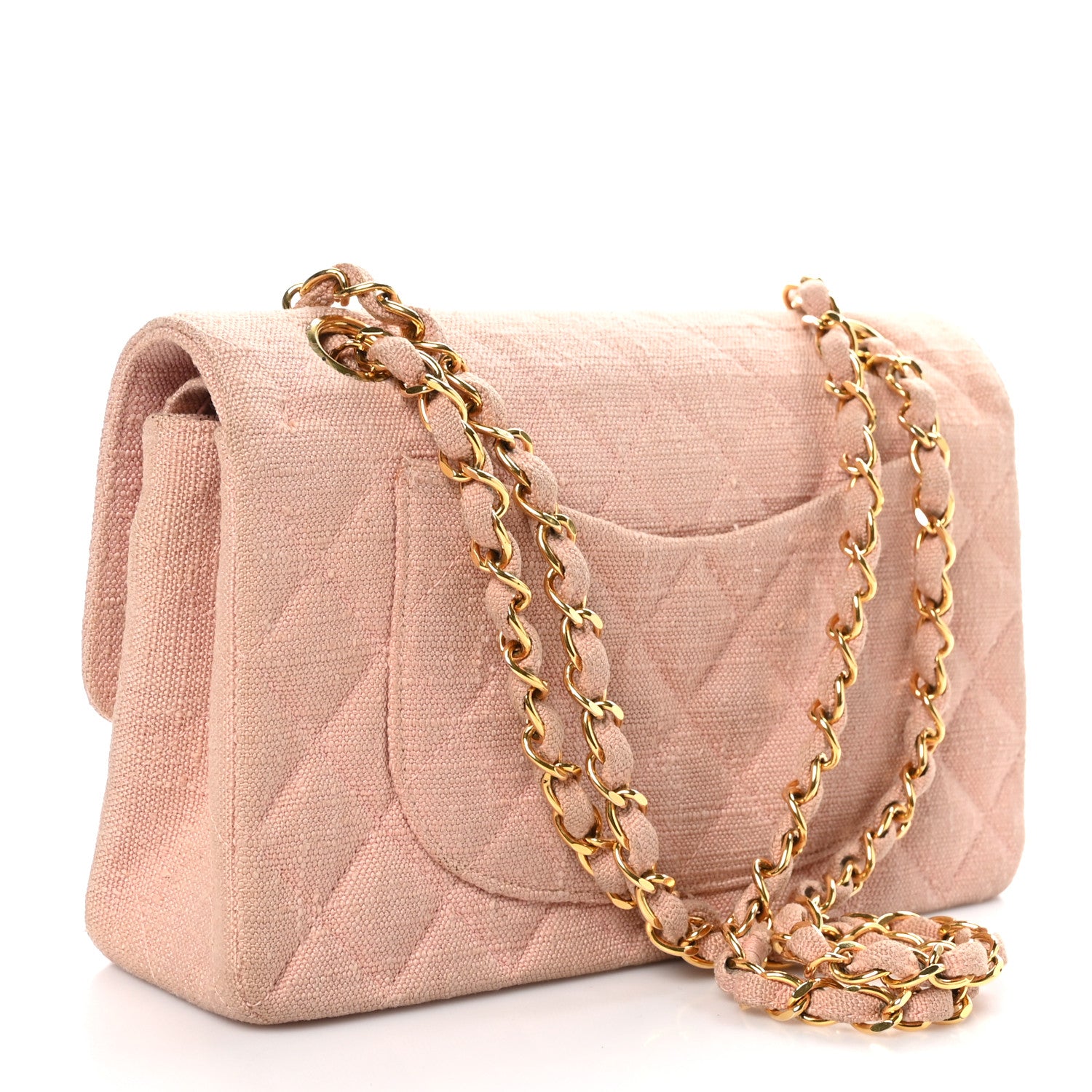 Chanel Canvas Quilted Small Double Flap Light Pink 3 of 11