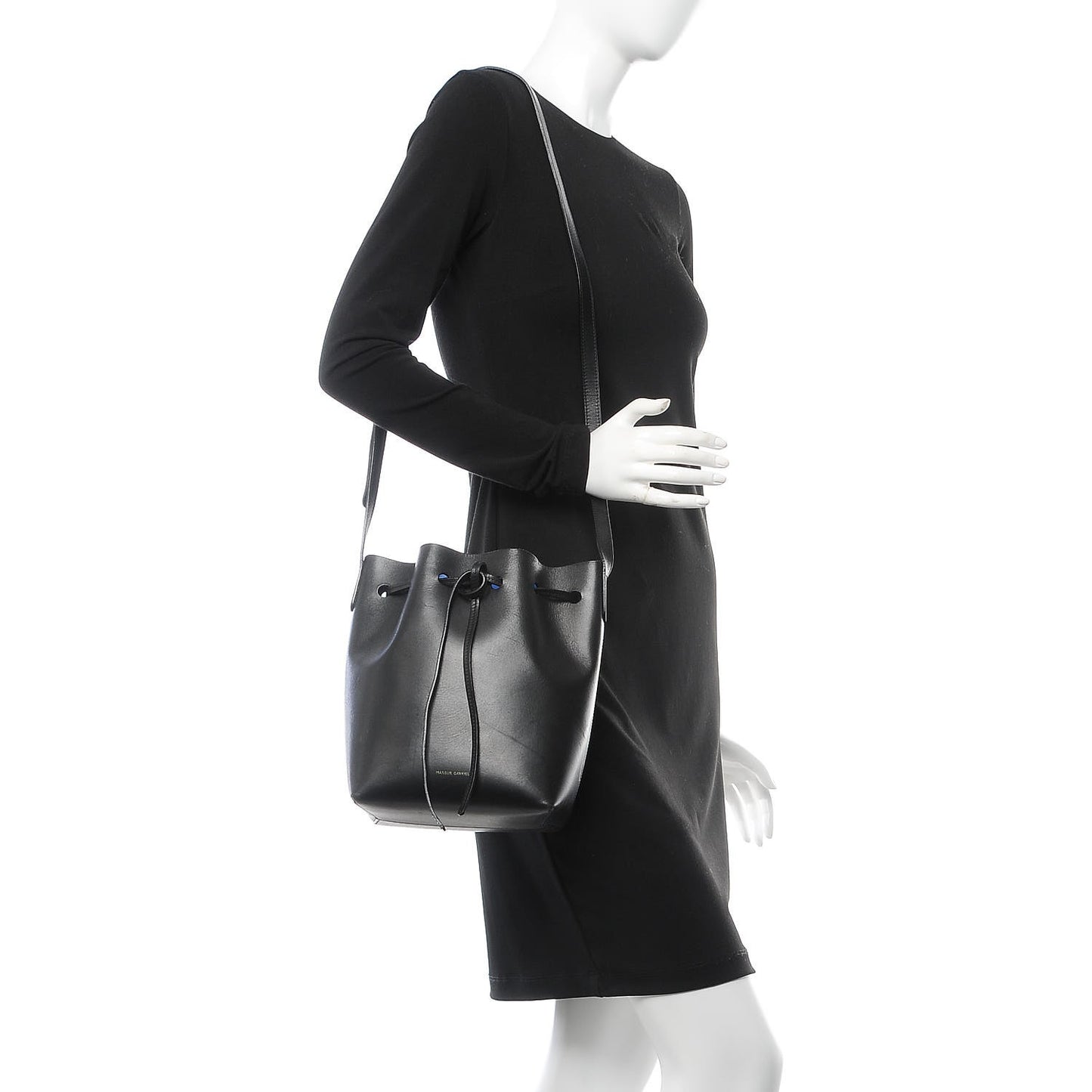 Calfskin Mini Bucket Bag Black Royal