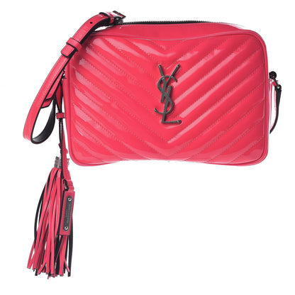 Saint Laurent Patent Calfskin Matelasse Monogram Lou Camera Bag Neon Pink 1 of 9