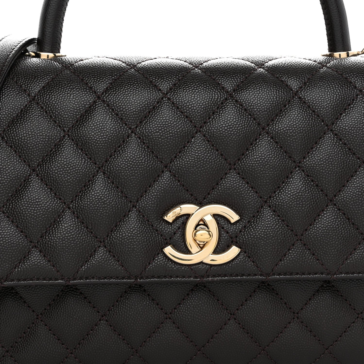 Chanel Caviar Quilted Small Coco Handle Flap Dark Brown 9 of 11