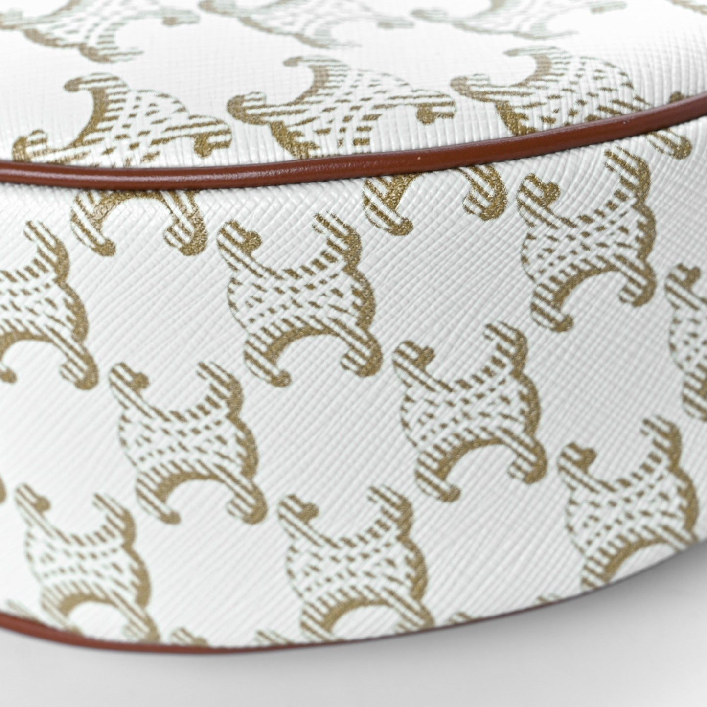Canvas Calfskin Ava Triomphe Shoulder Bag White