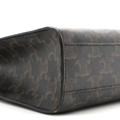 Celine Triomphe Canvas Calfskin Small Vertical Cabas Tan 8 of 12