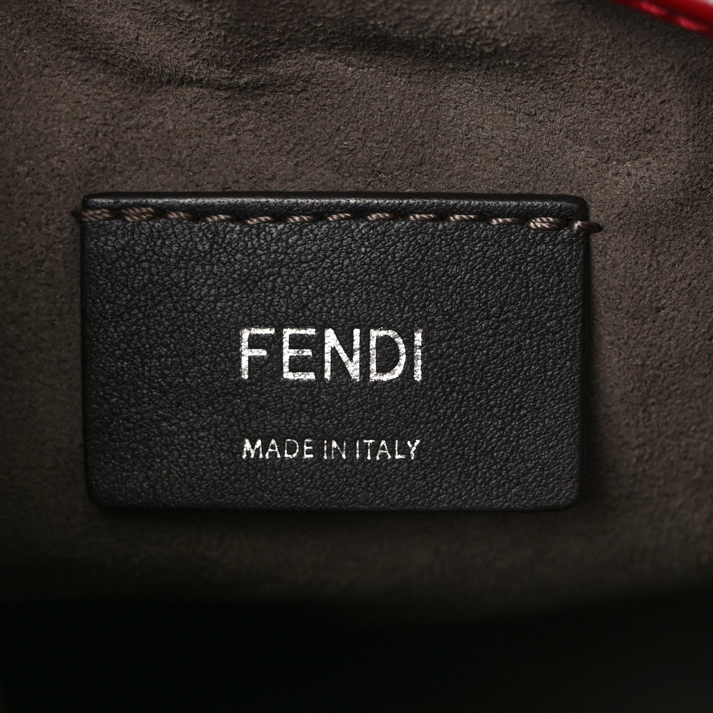 Vitello Liberty F is Fendi FF 1974 Embossed Mini Mon Tresor Bucket Bag Fragola