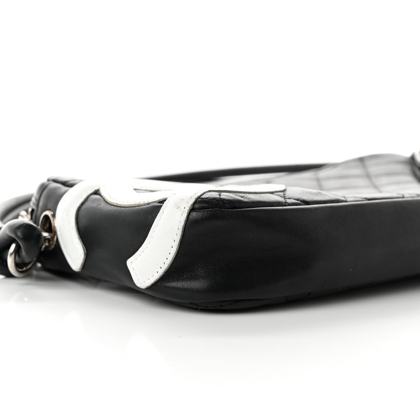 Calfskin Quilted Cambon Pochette Black White