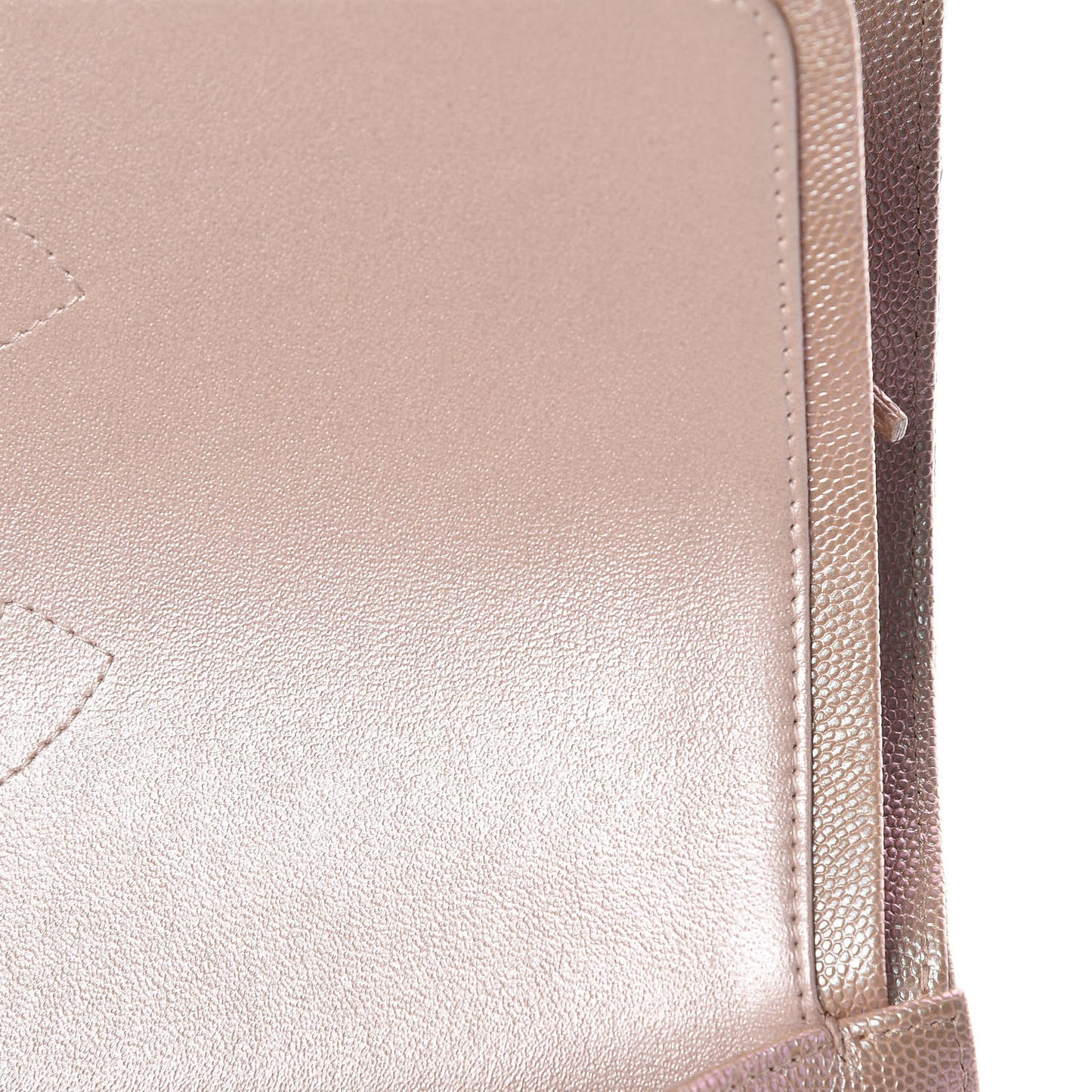 Metallic Caviar Chevron Quilted Jumbo Double Flap Light Gold