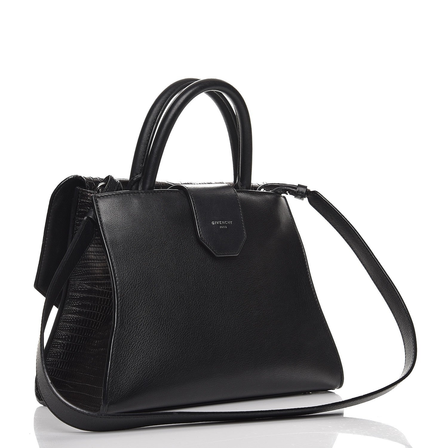 Givenchy Calfskin Crocodile Embossed Small Obsedia Satchel Black 4 of 11