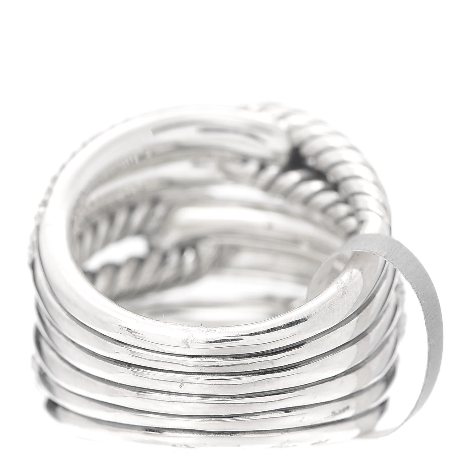 David Yurman Sterling Silver Diamond 19mm Labyrinth Triple Loop Ring 52 6 4 of 5