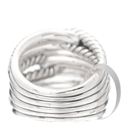 David Yurman Sterling Silver Diamond 19mm Labyrinth Triple Loop Ring 52 6 4 of 5
