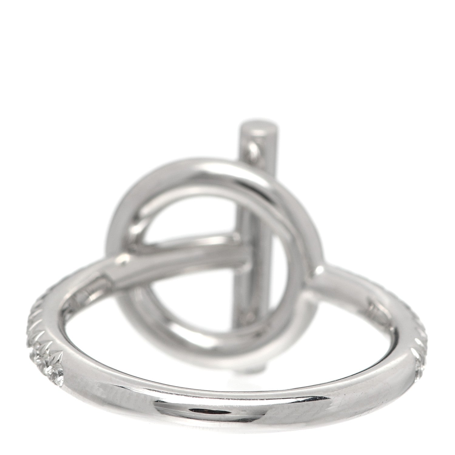 Hermes 18K White Gold Pave Diamond PM Echappee Ring 52 6 3 of 6