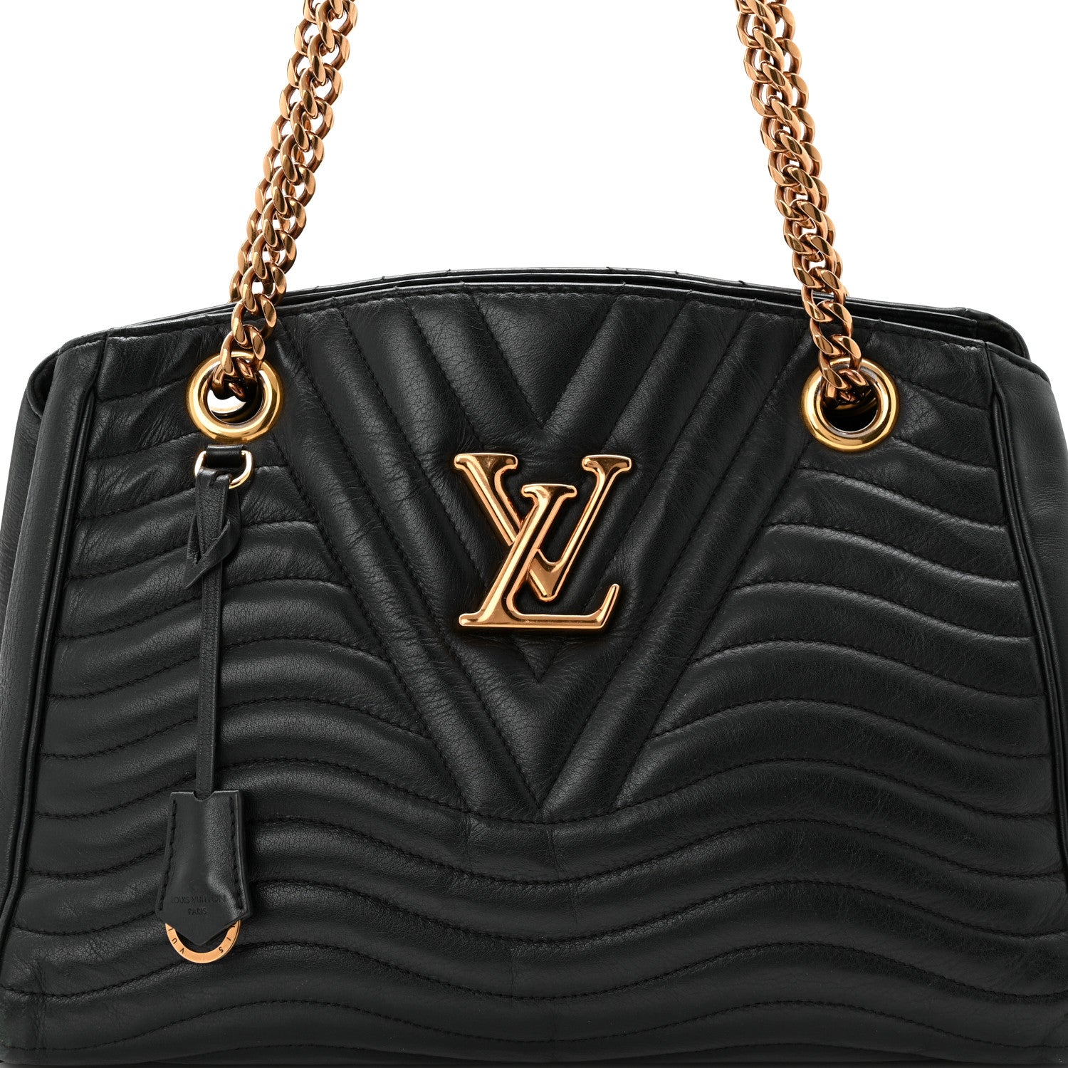 Louis Vuitton Calfskin New Wave Chain Tote Black 8 of 11