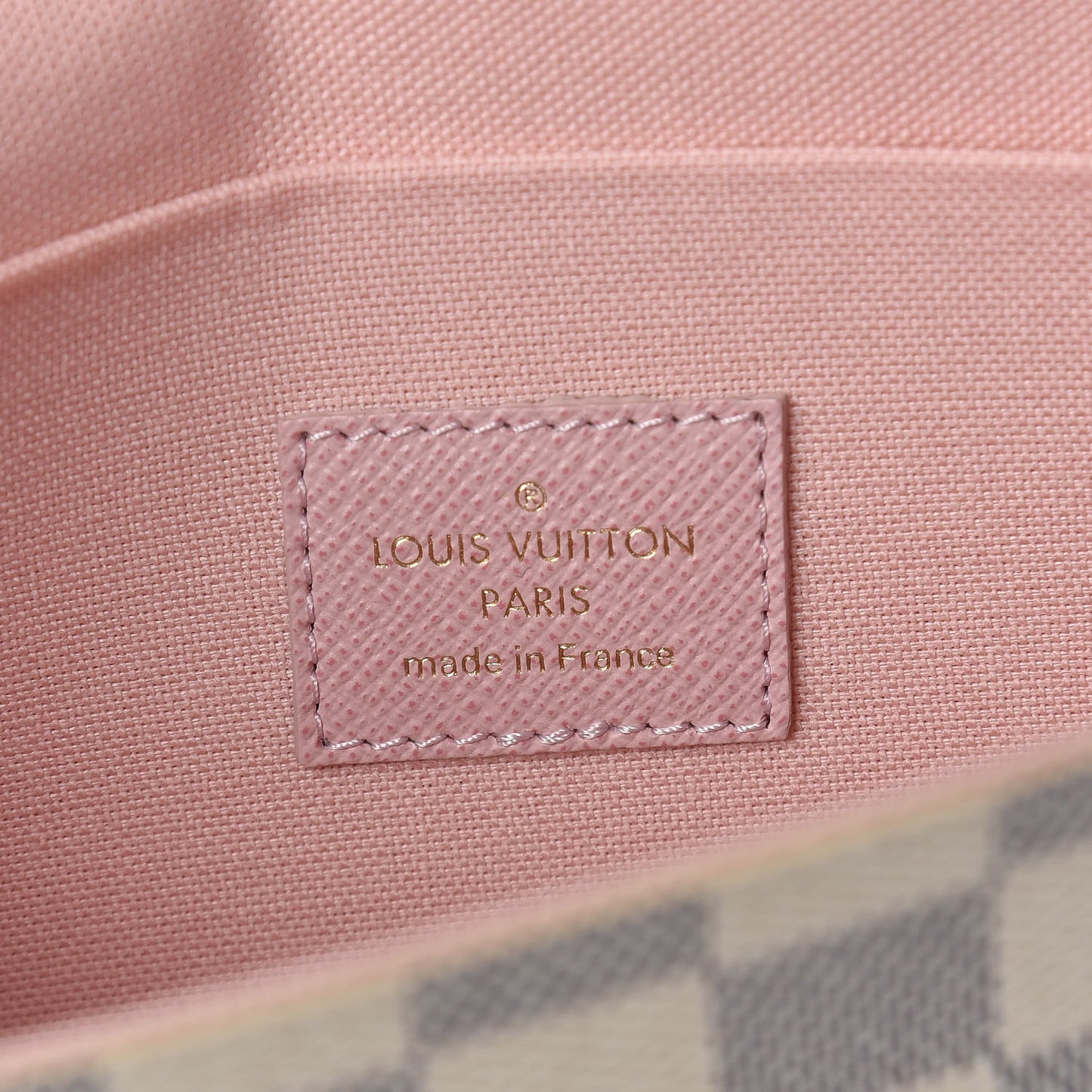 Damier Azur Pochette Felicie Chain Wallet Rose Ballerine