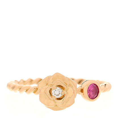 Piaget 18K Rose Gold Diamond Pink Sapphire Rose Ring 51 5.75 1 of 5