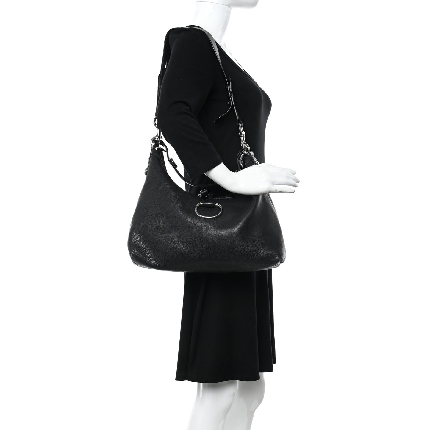 Calfskin Icon Bit Medium Hobo Black
