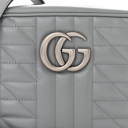 Gucci Calfskin Matelasse Aria Small GG Marmont Chain Shoulder Bag Deep Grey 8 of 10