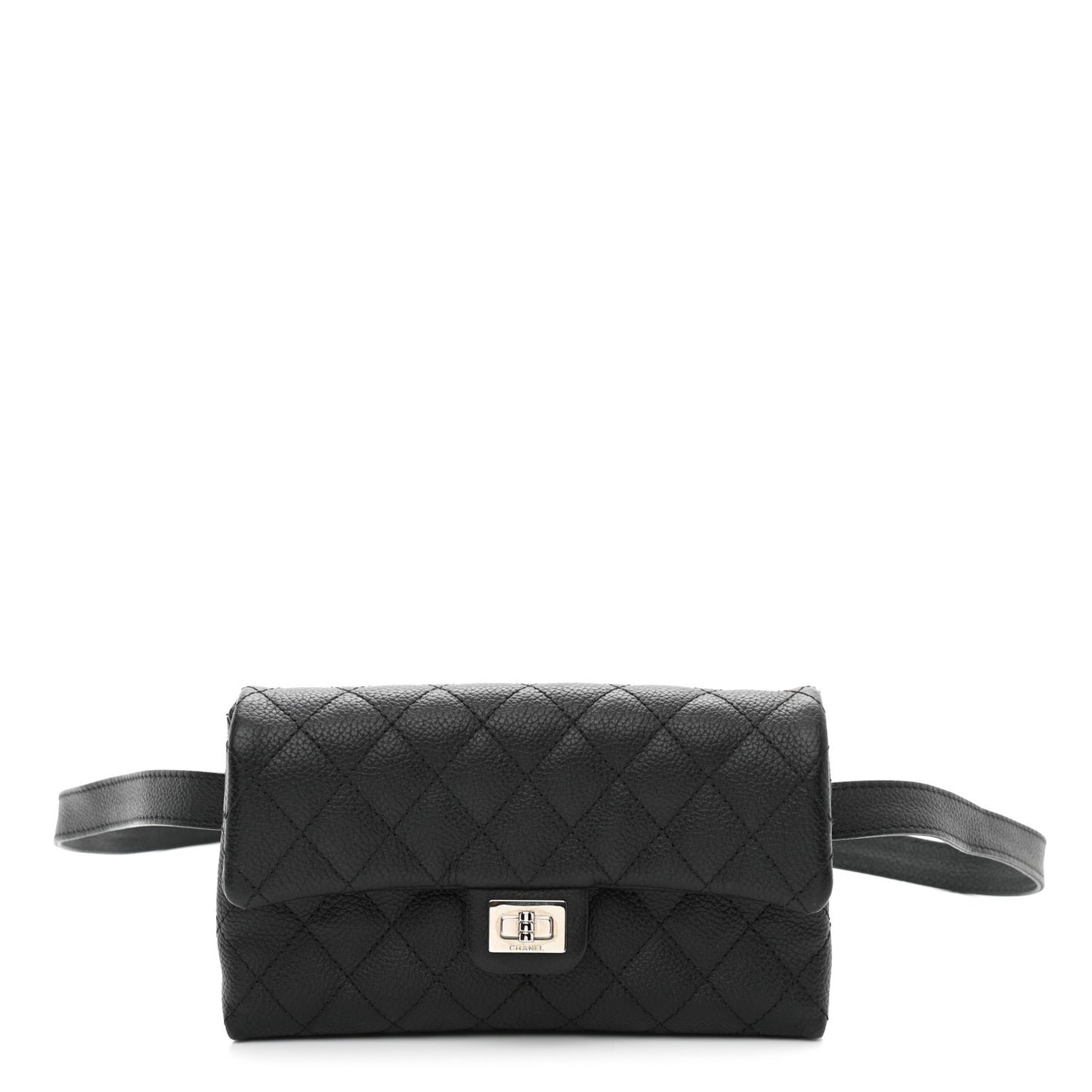 Grained Calfskin Quilted 2.55 Reissue Flap Belt Bag Clutch Black