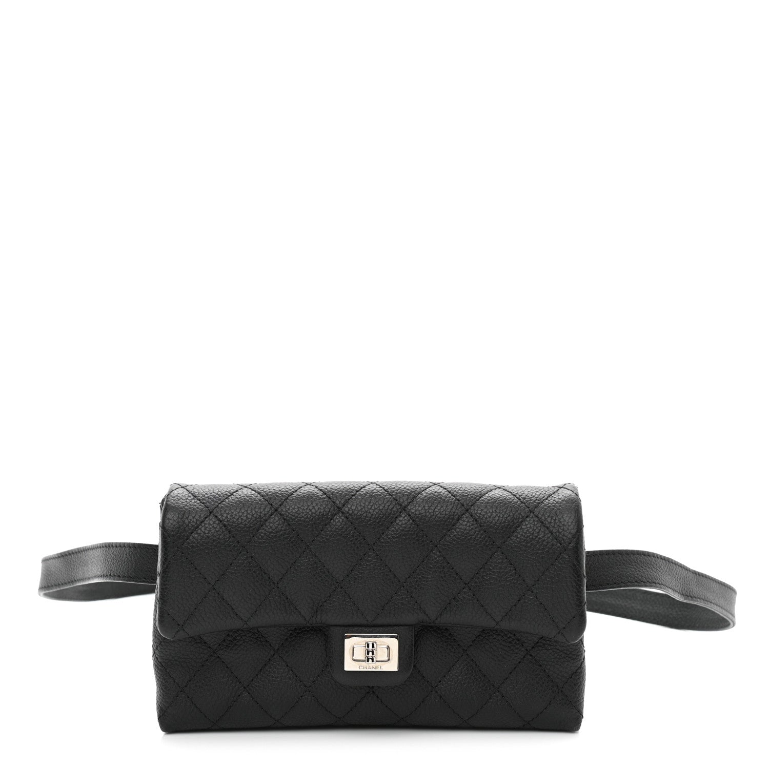 Chanel Grained Calfskin Quilted 2.55 Reissue Flap Belt Bag Clutch Black 1 of 10
