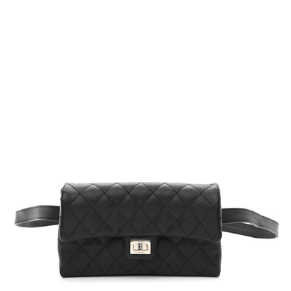 Chanel Grained Calfskin Quilted 2.55 Reissue Flap Belt Bag Clutch Black 1 of 10