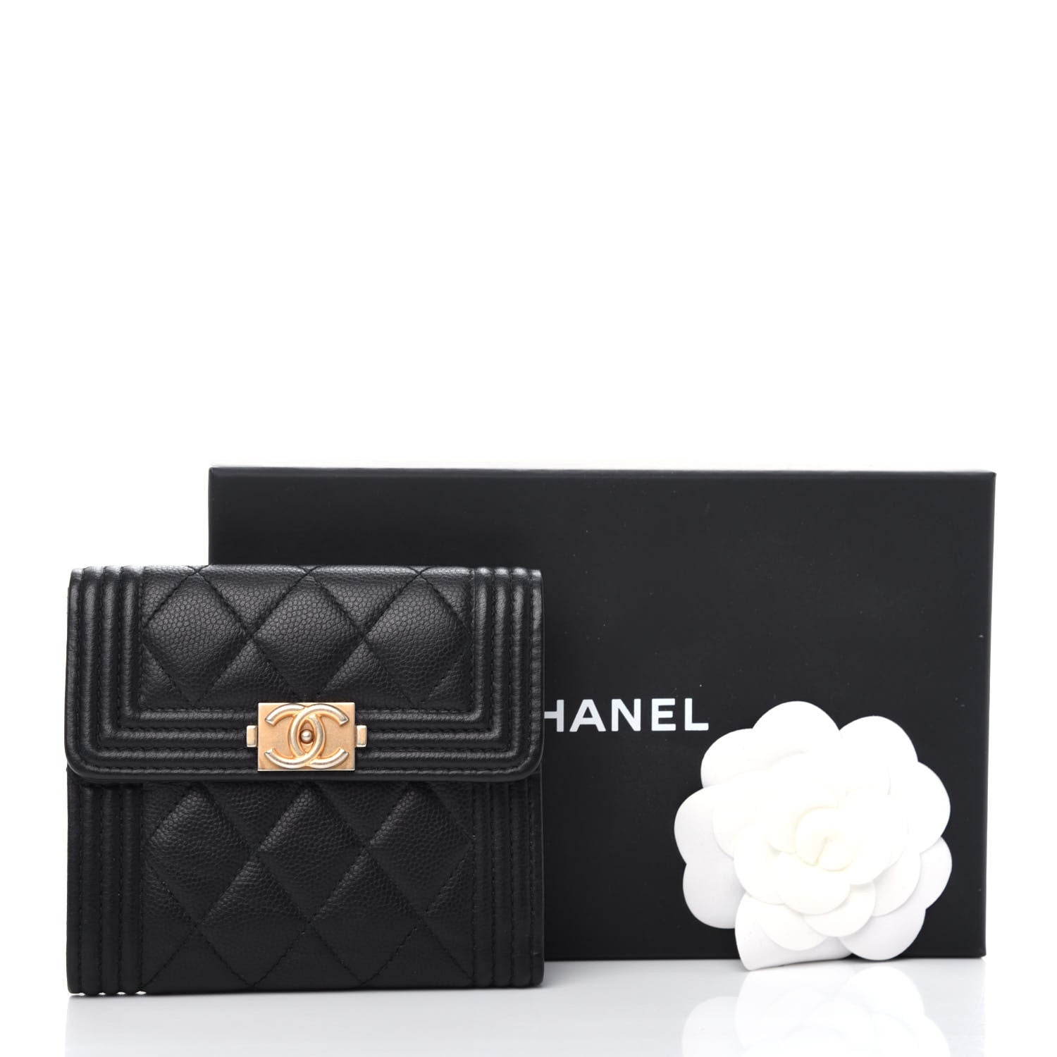 Chanel Caviar Quilted Compact Boy Wallet Black 9 of 9