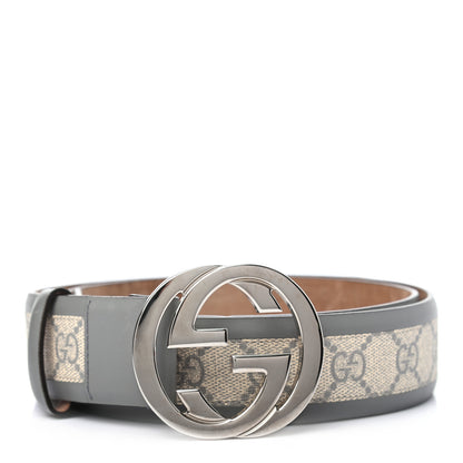 Gucci GG Supreme Monogram Interlocking G Belt 95 38 Ecru Grigio 1 of 6