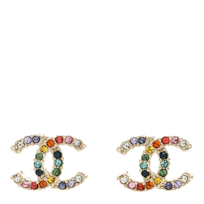 Chanel Crystal Over The Rainbow CC Earrings Gold Multicolor 1 of 4