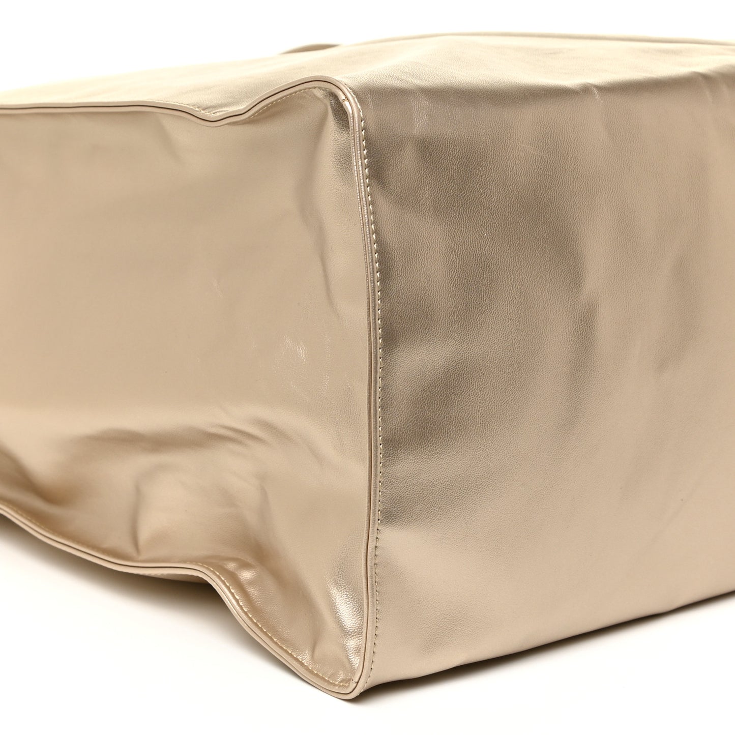 Metallic Vegan Leather Large Shopping Bag Gold