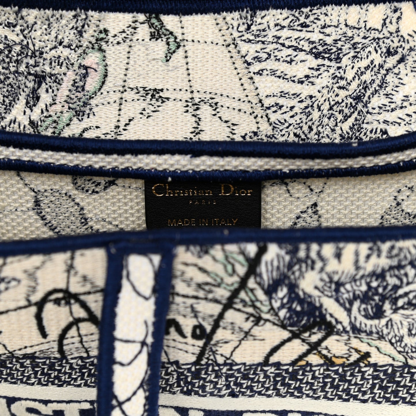 Canvas Embroidered Around the World Saddle Bag Blue