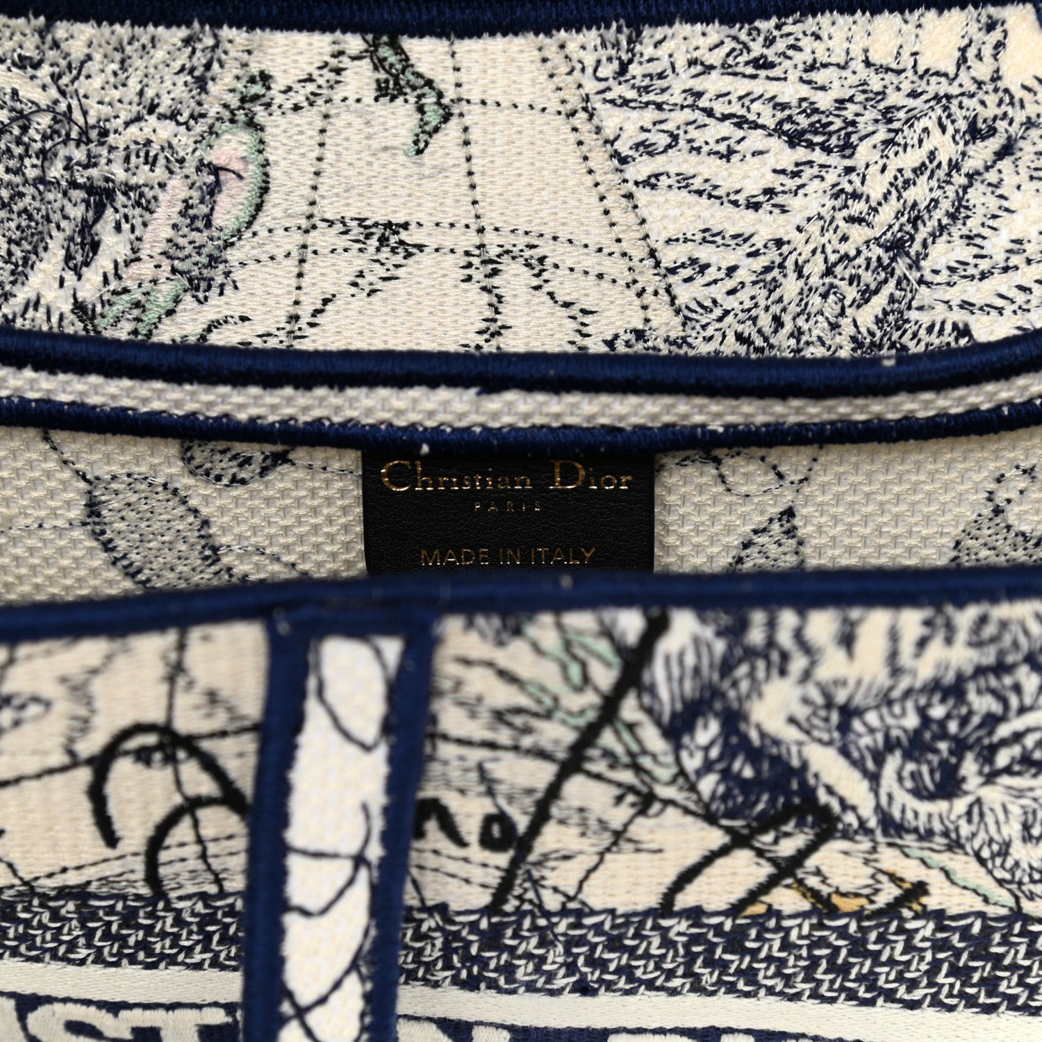 Christian Dior Canvas Embroidered Around the World Saddle Bag Blue 6 of 11