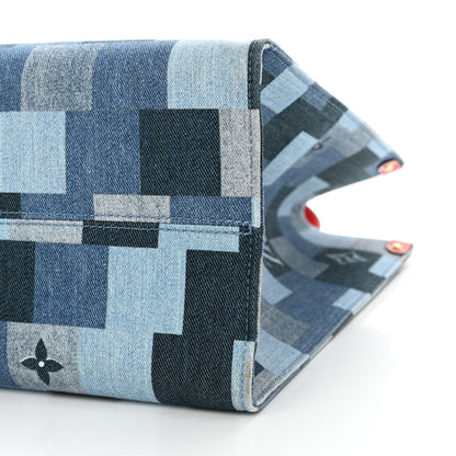Louis Vuitton Denim Damier Monogram Onthego Blue Rouge 9 of 12