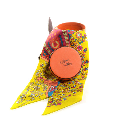 Hermes Silk L'Arbre De Vie Twilly Jaune Fluo Canard Rose 6 of 6