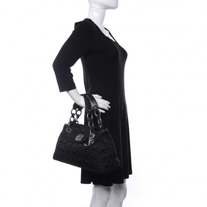 Christian Dior Satin Cannage Charming Lock Flap Shoulder Bag Black 2 of 10