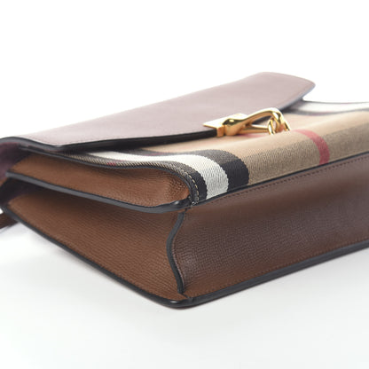 Burberry Derby Calfskin House Check Small Macken Crossbody Bag Tan 9 of 10
