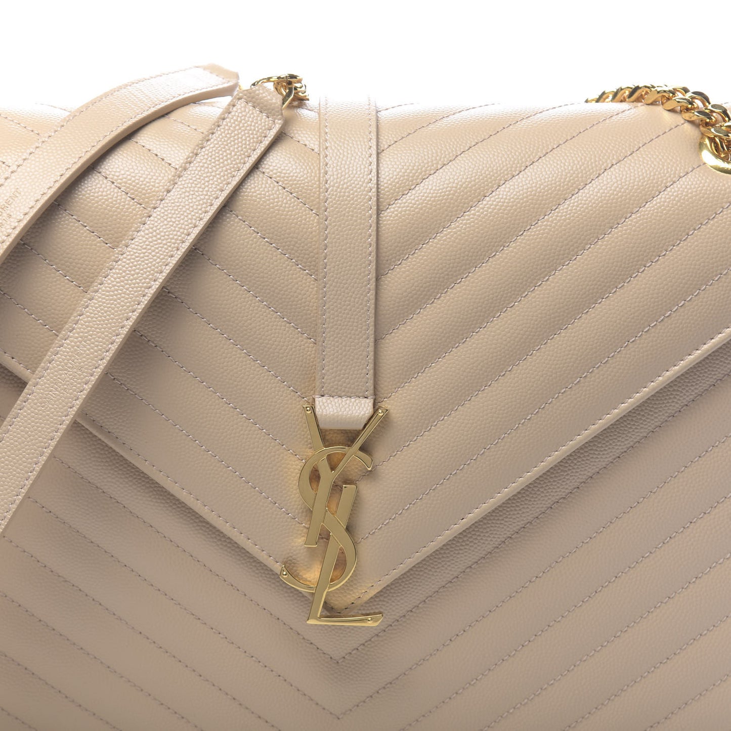 Grain De Poudre Matelasse Chevron Large Monogram Satchel Nude Powder