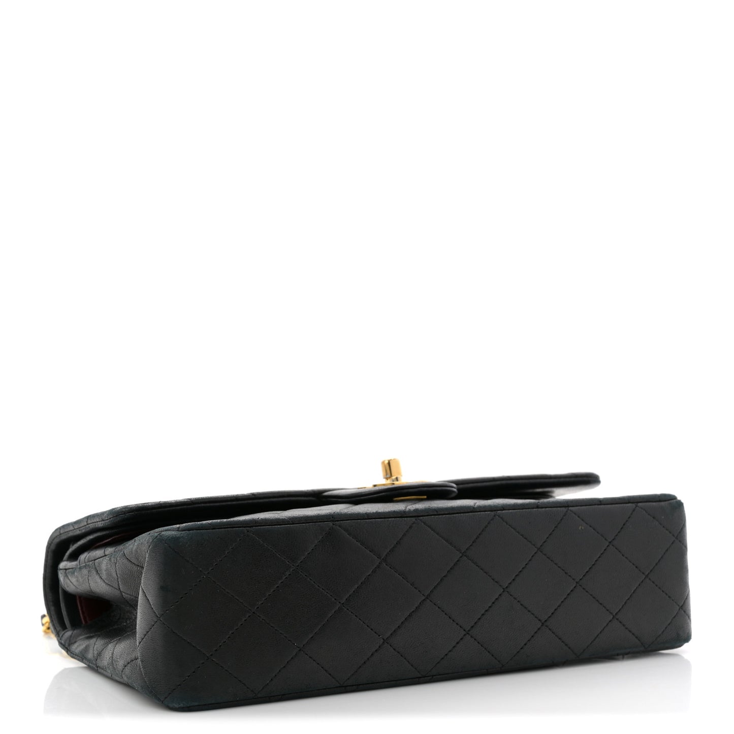 Lambskin Quilted Medium Double Flap Black