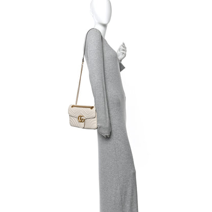 Gucci Calfskin Matelasse Small GG Marmont Shoulder Bag White 2 of 10