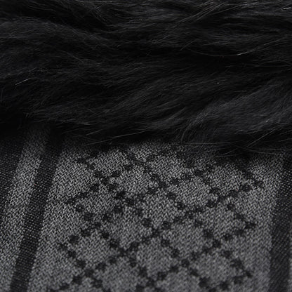 Gucci Wool Silk Fox Fur Monogram Shawl Scarf Black 5 of 8