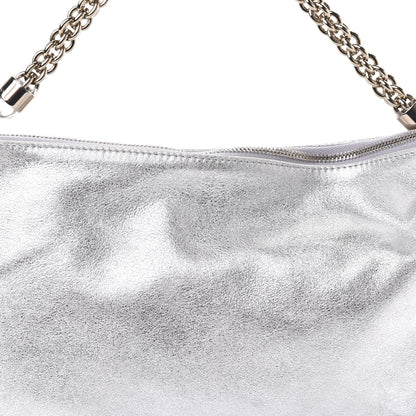 Chanel JIMMY CHOO Metallic Goatskin Callie Mea Tassel Shoulder Bag Silver 10 of 10