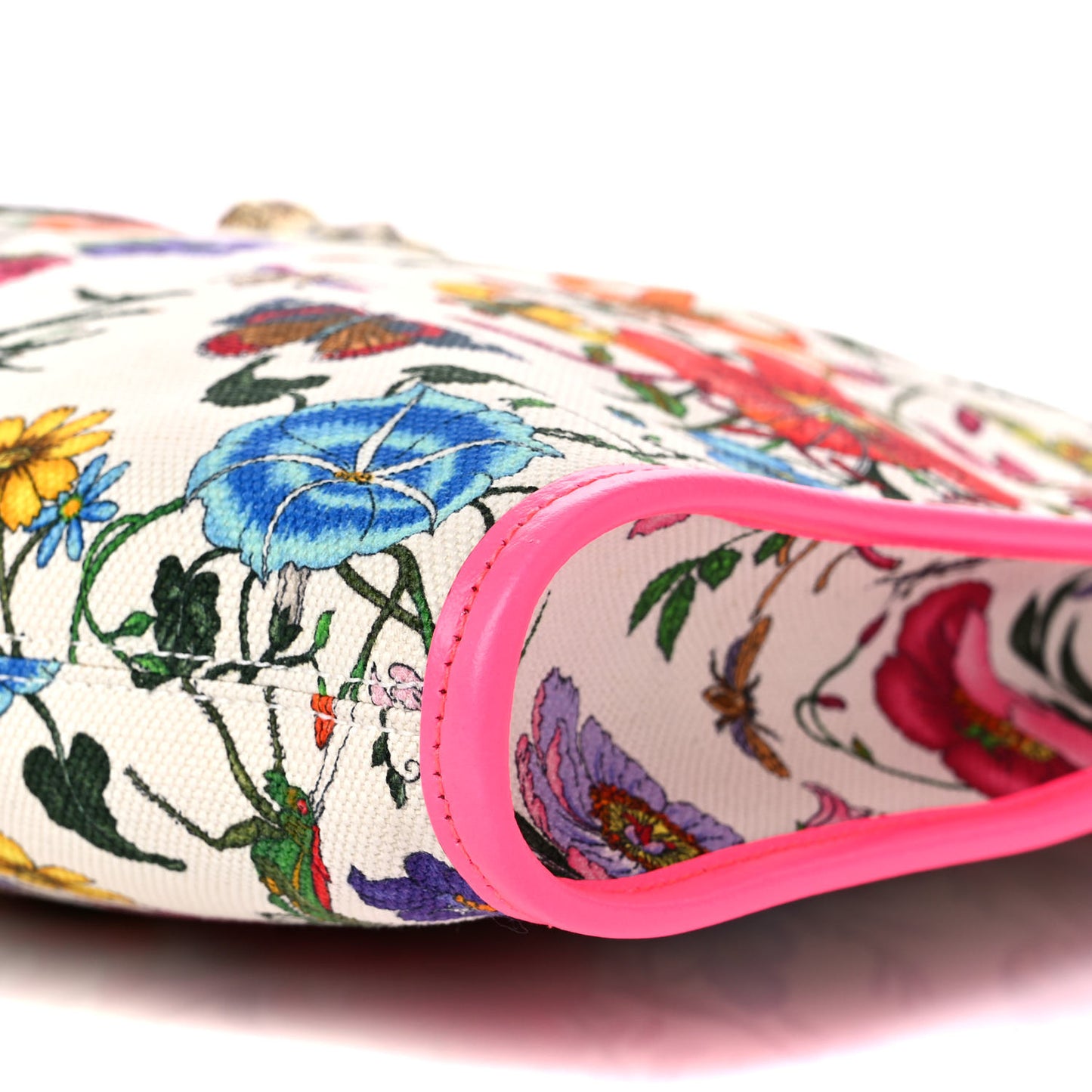 Canvas Flora Large Rajah Chain Tote White Multicolor Fuxia Fluo